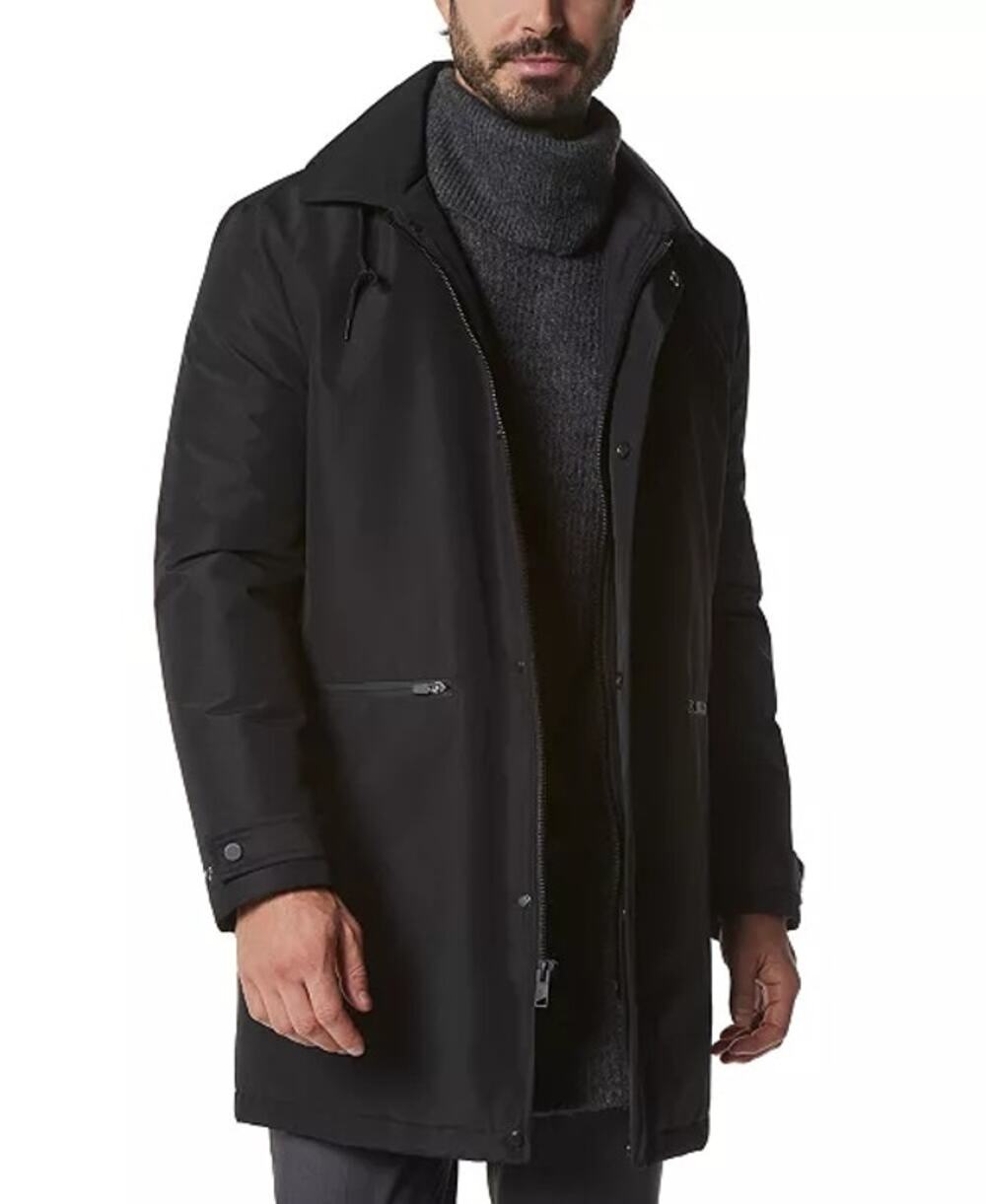 Andrew Marc Men's Merrimack City Rain Topper with Removable Hood